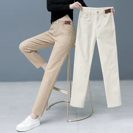 高腰烟管牛仔裤女休闲春季2023年新款宽松显瘦哈伦裤百搭直筒长裤商品大图