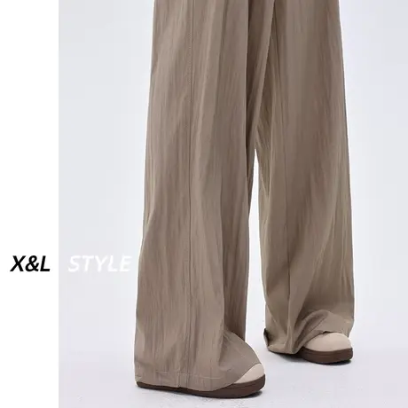 冰丝阔腿裤女春秋季款高腰垂感宽松慵懒山本裤棉麻直筒休闲拖地裤图片