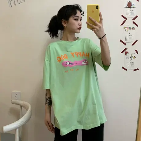 欧货2020早春短袖t恤女宽松韩版原宿bf慵懒风ins超火半袖上衣服潮商品大图