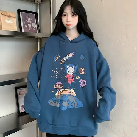 chic港味卫衣女2020秋冬百搭宽松韩版bf慵懒风加绒加厚外套潮ins图片