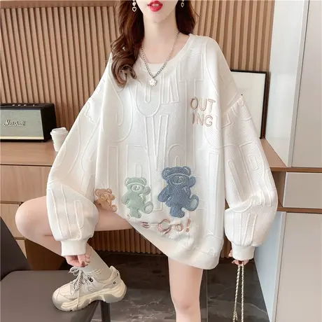 早春设计感小众卫衣女春秋季韩版宽松bf慵懒风薄款华夫格上衣外套商品大图