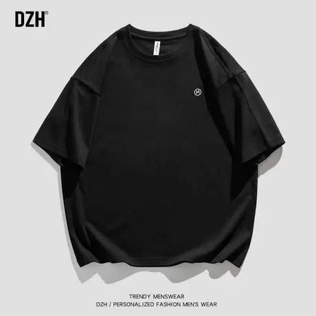 男士300G重磅t恤男短袖美式ins潮流百搭男装2023新款黑色半袖上衣商品大图