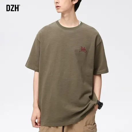 男士刺绣重磅t恤男短袖夏季薄款潮牌简约半袖男纯棉情侣夏装体恤商品大图