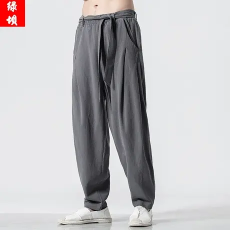 中国风男士纯色休闲裤宽松加肥加大码直筒青年长裤胖子裤子商品大图