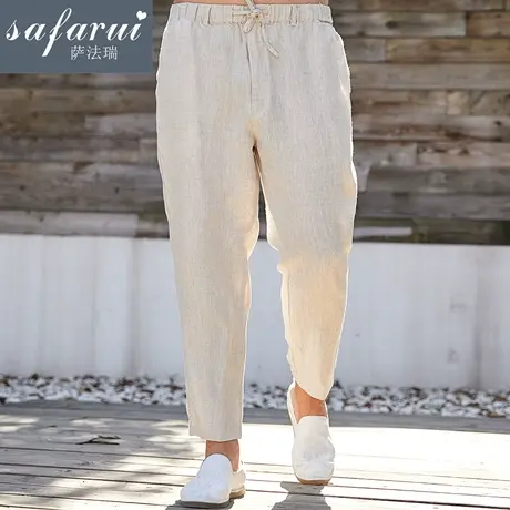 夏季薄款男裤亚麻九分裤男宽松男士休闲裤棉麻裤小脚麻料裤子商品大图