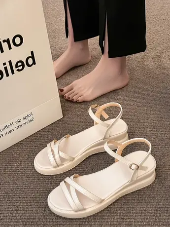 凉鞋2023年女新款ins潮今年夏季百搭夏天平底坡跟休闲罗马女鞋子商品大图