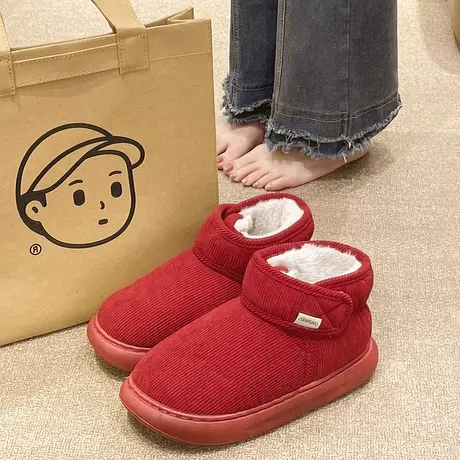 棉拖鞋女冬季加绒加厚保暖月子鞋室内外穿踩屎感厚底防滑包跟棉鞋商品大图