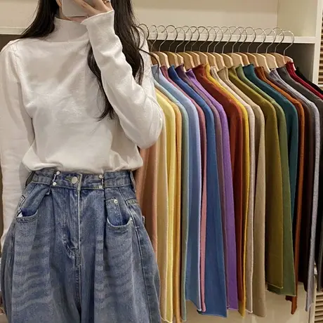 2023新款chic针织衫女装早春秋冬加绒保暖打底衫气质洋气上衣t恤商品大图