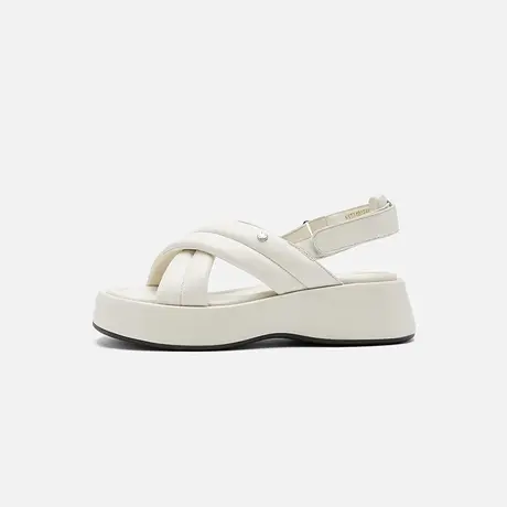 Nine West/玖熙2025夏季新款休闲凉鞋女交叉带魔术贴厚底平跟女鞋图片
