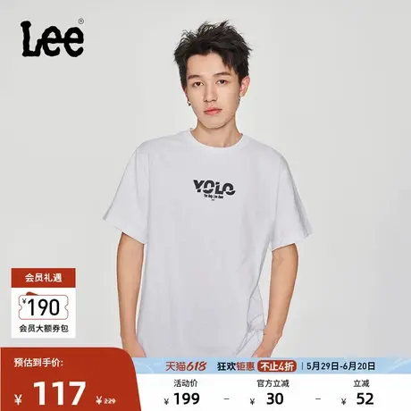 Lee25春夏新品舒适版圆领字母印花Logo男短袖T恤潮LMT0098054LE商品大图