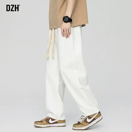 男士白色休闲裤垂感高级感百搭裤子男秋季潮牌休闲裤男款宽松直筒商品大图