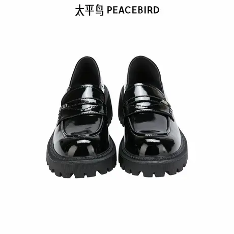 【商场同款】太平鸟女装2025夏季新款黑色PU方头单鞋A1ZAF2158商品大图