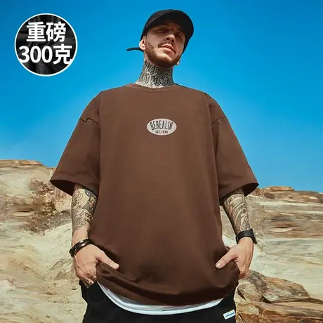 300g重磅美式胖子短袖t恤加肥加大码圆领纯棉高级感半袖男装夏季图片