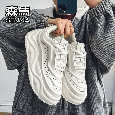 森马面包男鞋春秋季百搭休闲白色板鞋学生运动厚底增高小白老爹鞋商品大图