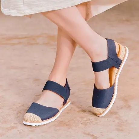 Skechers斯凯奇夏女鞋复古平底包头编织凉鞋休闲凉拖软底舒适透气商品大图