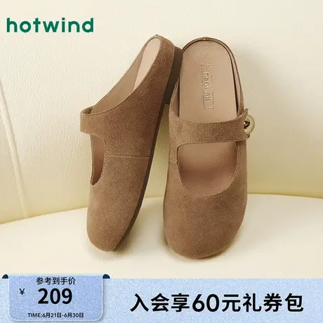 热风包头勃肯半拖女2025年秋季新款复古一脚蹬女鞋百搭休闲拖鞋子图片