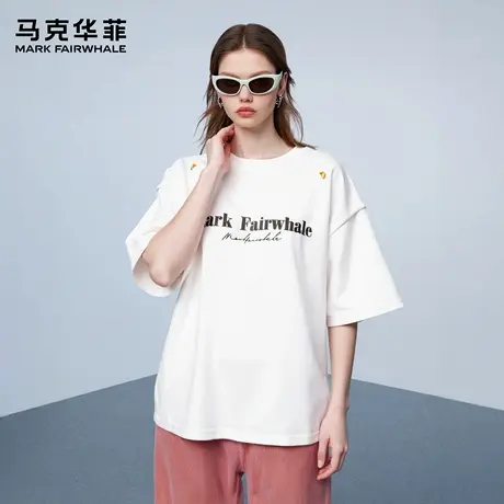 马克华菲 deer 四时花镜花瓣印花短袖t恤男女新款潮牌重磅上衣服商品大图