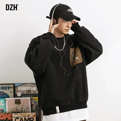 男士双面摇粒绒重磅卫衣男春秋季美式潮牌男装2023新款长袖打底衫商品大图