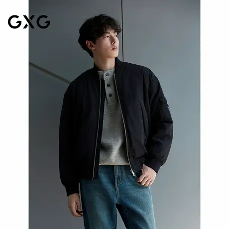 GXG男装 黑色经典大口袋棒球领飞行员棉服夹克外套 25年冬季新品商品大图