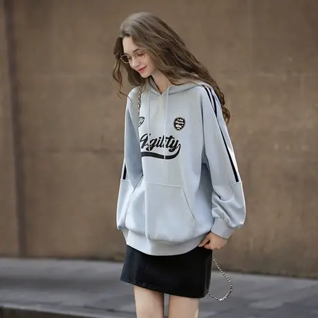 唐狮秋连帽卫衣运动风高级感女字母印花气质韩系早秋女装好看tuTA图片