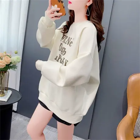 字母印花圆领卫衣女士秋季2023年新款女装韩版宽松洋气百搭上衣潮商品大图