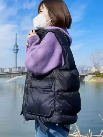 小个子羽绒棉马甲女2023年秋冬新款大口袋洋气高品质个性坎肩潮款商品大图