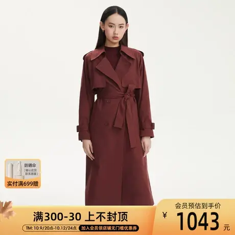 LANCY/悦朗姿秋季新款中长款风衣外套女系腰带经典款气质女装商品大图