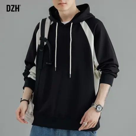 男士重磅拼接卫衣男春秋季连帽情侣休闲外套2023新款男装帽衫上衣商品大图