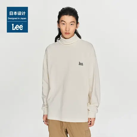 Lee日本设计23秋冬新品简约多色半高领刺绣logo男长袖T恤时尚潮流图片