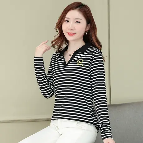 恋上17号纯棉polo衫女2023秋季新款女士翻领短袖时尚夏天洋气T恤图片