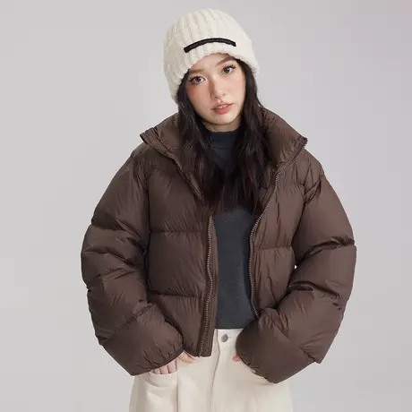 小众加厚黑色立领短款羽绒服女冬2023新款面包服外套图片