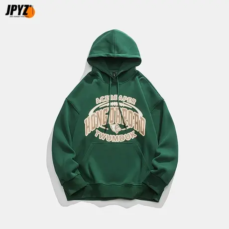 秋季美式潮牌插肩袖帽衫百搭青少年外套上衣重磅情侣连帽卫衣男士商品大图