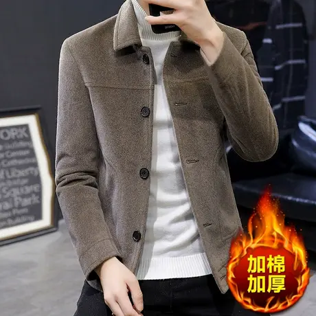 男士短款毛呢外套韩版仿水貂绒男装夹克2025秋冬季潮加厚呢子衣服商品大图