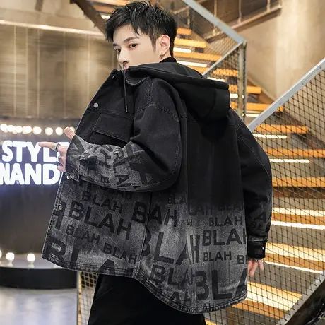 牛仔外套男士春秋季新款潮流青少年2025秋冬装加绒加厚潮牌夹克男商品大图