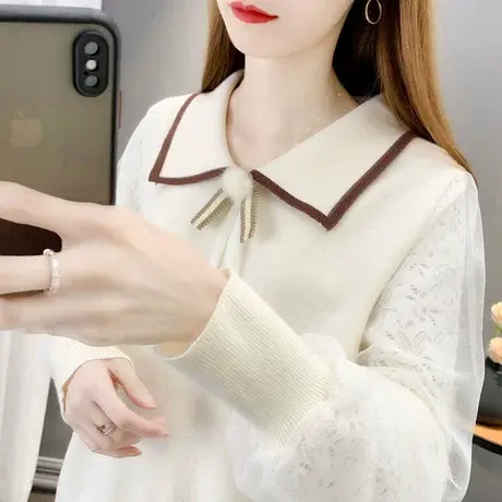 早春装娃娃领毛衣女2022年新款爆款洋气春款针织打底衫女上衣内搭图片