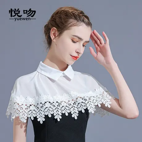 网纱斗篷披肩夏季配裙子的外搭罩衫衬衫领小披肩女夏百搭短款坎肩图片