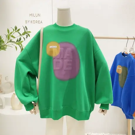 小众设计感上衣2022春季新款韩国东大门ins字母宽松大版卫衣洋气图片