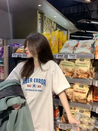 美式正肩短袖t恤女夏季宽松oversize小个子设计感小众大码上衣潮商品大图