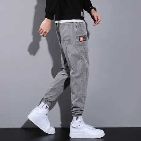 男士牛仔裤百搭新款2023新款潮牌秋季宽松束脚九分工装休闲裤子潮图片