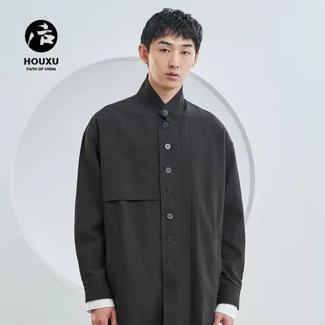 后序风衣男中长款过膝复古中式男装秋季高级感外套 中国风风衣男图片
