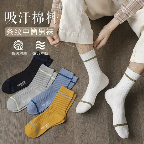 袜子男中筒袜春秋款吸汗防臭棉袜ins潮冬季保暖纯色百搭商务短袜商品大图