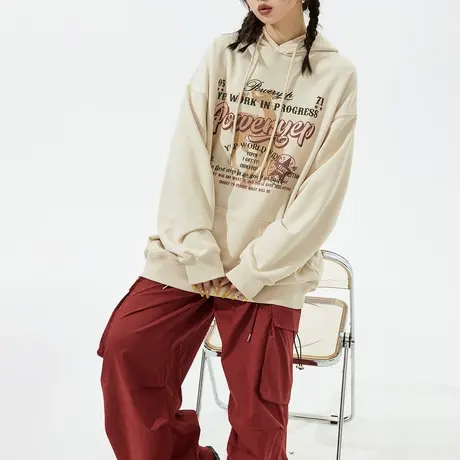 YEP宽松连帽卫衣女春秋2024年新款爆款美式复古oversize外套上衣图片