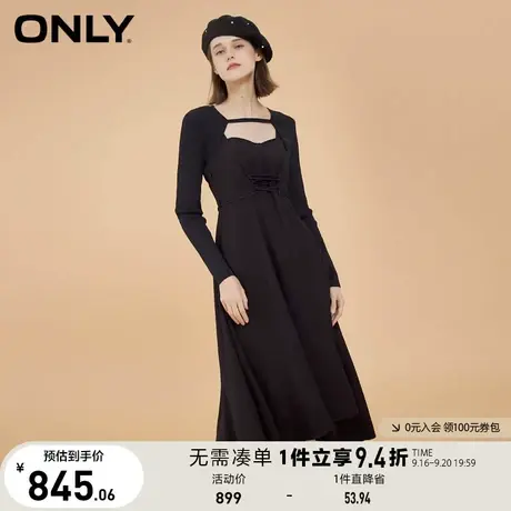 【买5免1】ONLY奥莱夏季时尚气质绑带两件套中长款连衣裙女图片