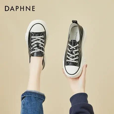 达芙妮厚底小白鞋女2022春季新款平底软底休闲鞋百搭圆头帆布鞋商品大图
