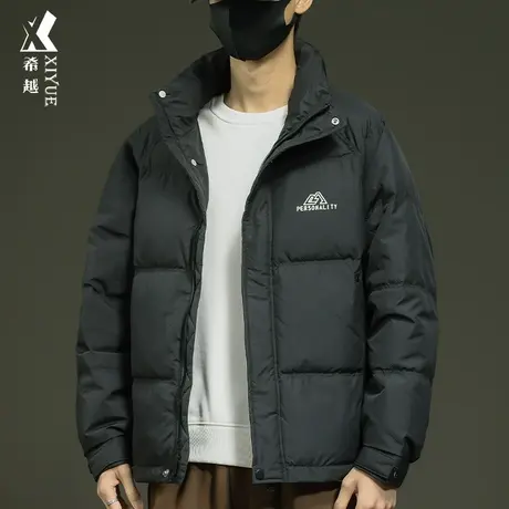 希越立领羽绒棉服男士2023冬季新款保暖外套宽松大码白鸭绒棉衣男商品大图