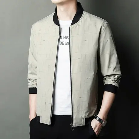 2024新款冬天男士飞行员休闲长袖上衣春秋季卡其色棒球服夹克外套图片