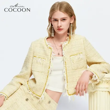 可可尼COCOON【漫拾光旅】2024秋季新款时尚浪漫短款小香风短外套商品大图