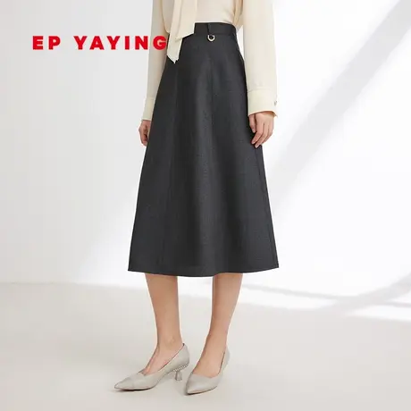 EP YAYING雅莹女装 通勤羊毛A型显瘦半身裙 2024春装新品3408B图片
