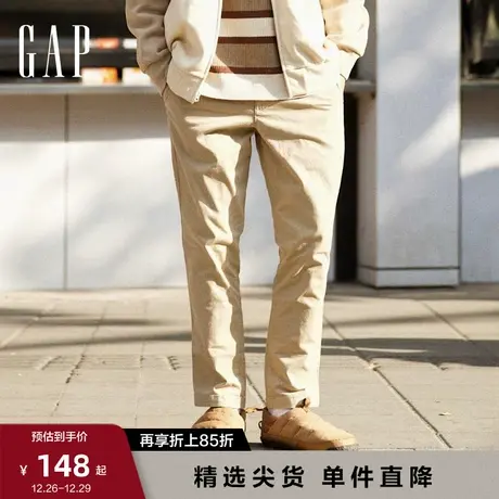 Gap男装春秋弹力百搭卡其裤时尚微弹高级简约直筒休闲长裤464111图片