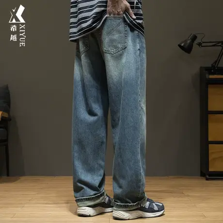 希越美式复古宽松直筒牛仔裤男春季新款潮流大码休闲百搭春季长裤商品大图